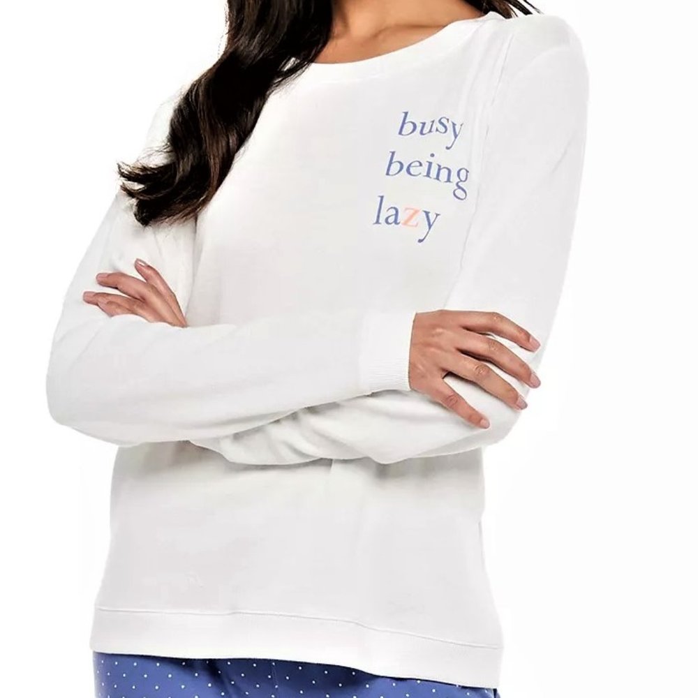 Juniors' SO® Boxy French Terry Pajama Long Slv Tee